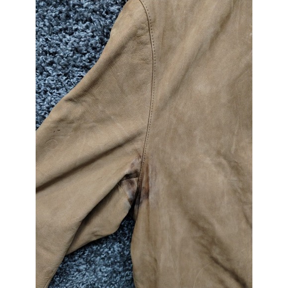 VTG Orvis Leather acking Suede Blazer Jacket Adult XL Soft Brown 2 Button - Picture 6 of 13